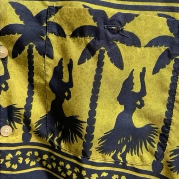 Ocean Pacific Men’s Hawaiian Button Up Shirt Hula Dancers Beach Surfer Large - Picture 5 of 11